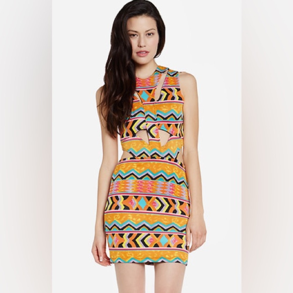 Lovers + Friends Got a Body Cut Out Bodycon Mini Dress in Tribal in Floral Multi - Picture 2 of 13